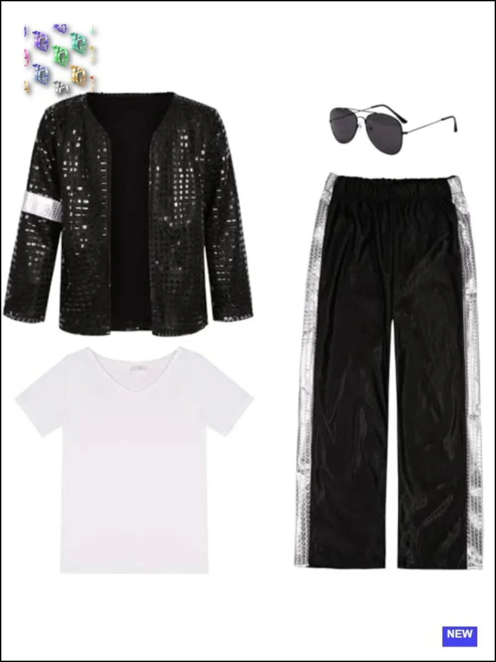 Kids 80s 90s Pop Star Costume Sequined Dance Party Outfit Halloween